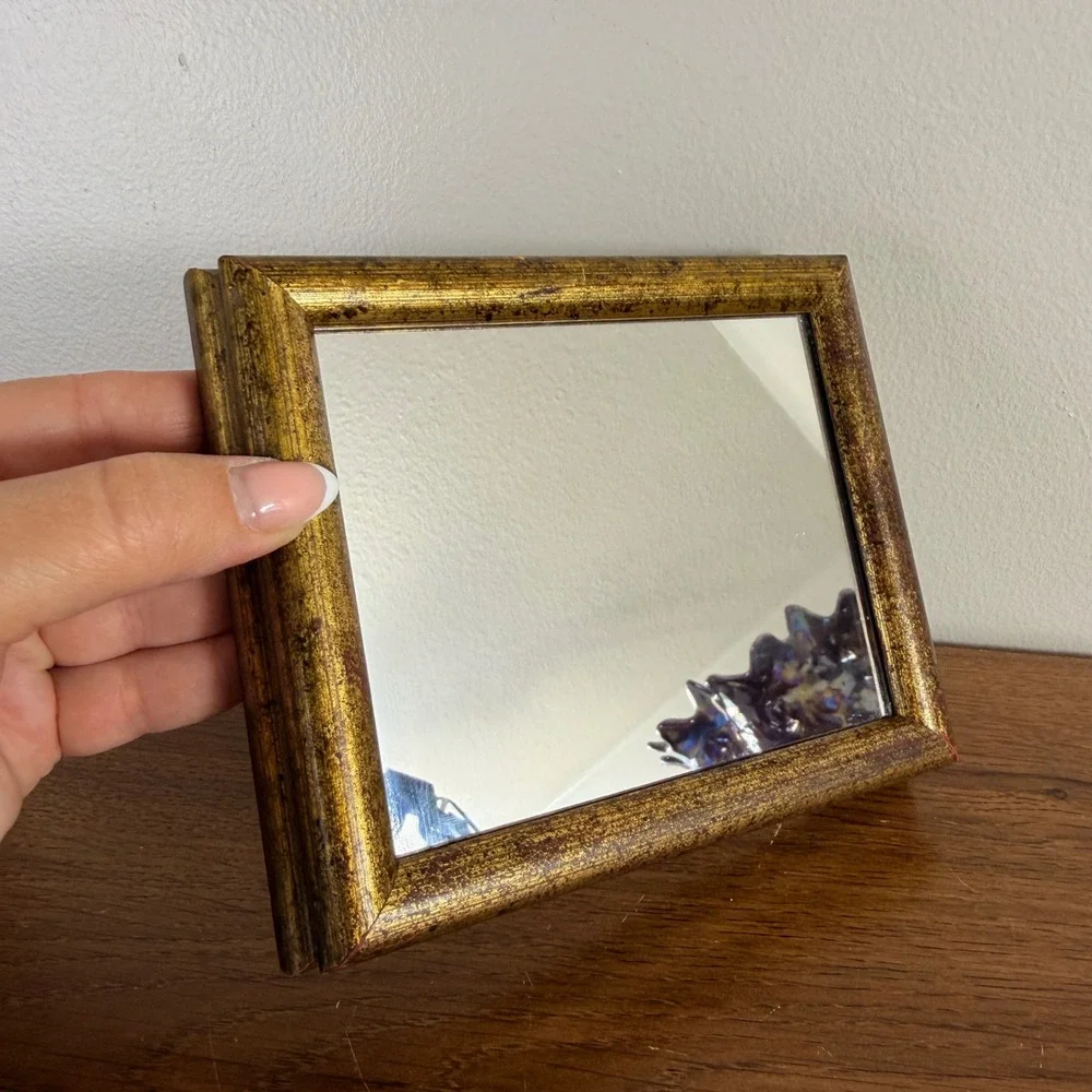 Vintage Gold Framed Wall Mirror Taiwan ROC Small Hollywood Regency Cottagecore
